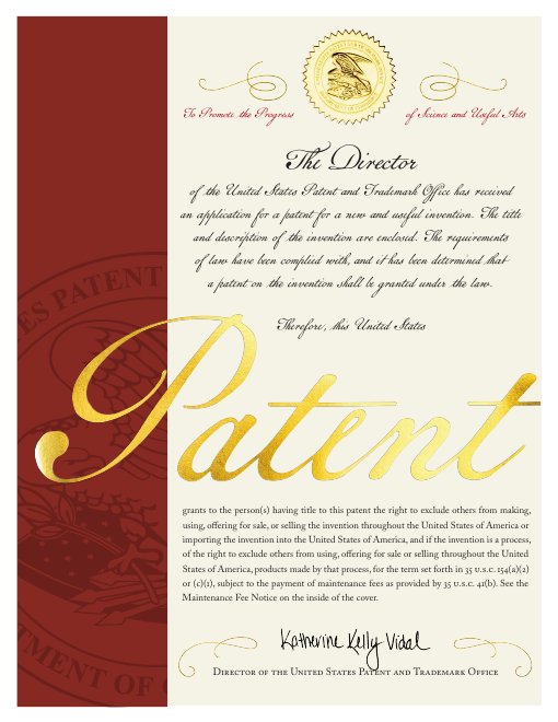 United States patent certificate for the Self-Centered tool